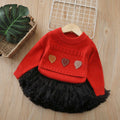Kids' sweater  autumn/winter new collection tutu skirt set - baby girl knitted sweater & heart print princess dress set