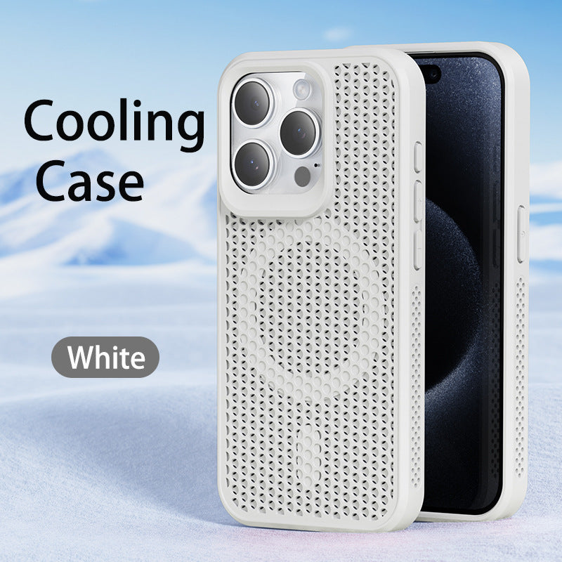 Suitable for apple 17promax mobile phone case iphone15pro breathable cooling magnetic case 11 honeycomb cooling