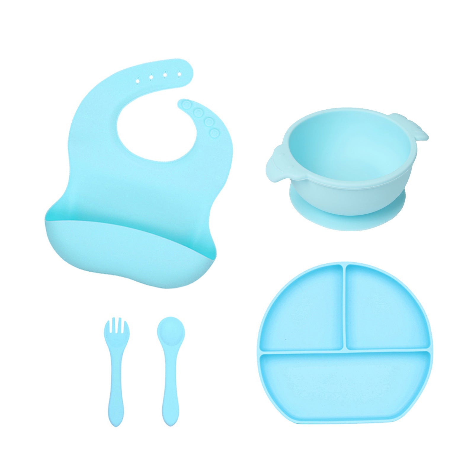 Food grade silicone complementary food bowl baby tableware set with spoon suction cup anti-drop child feeding tableware silicone bowl