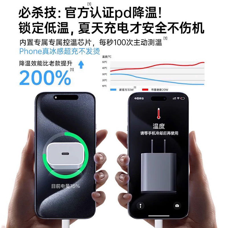New national standard pd30w fast charging adapter, compatible with all apple iphones 8-17, 3c certified charger set