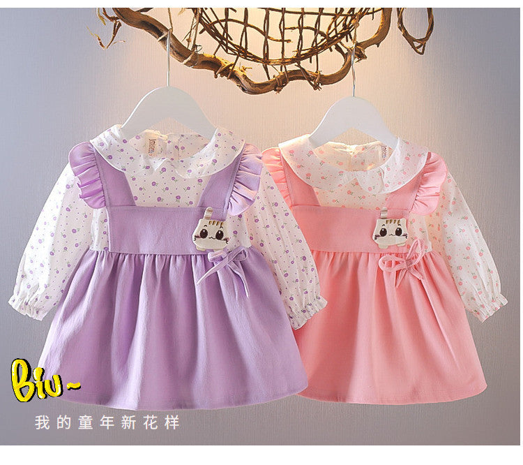 Girls' dress autumn collection : stylish spring and autumn children's wear, baby princess cute dress, kids' long-sleeved skirt