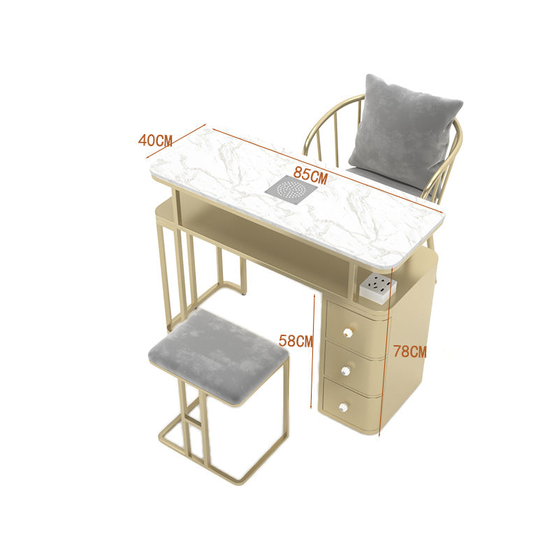Widened 45cm marble nail table and chair set - special offer! economical single/double, light luxury, multi-functional, odorless, carbon steel with baked enamel finish