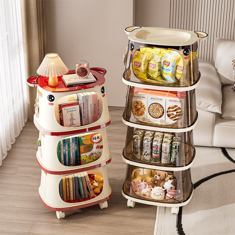 Household multifunctional trolley Children's snacks Shelf with wheels Movable creative multi-layer storage box Locker