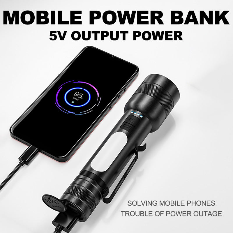 Cross-border new P50 hand-held flashlight three-source lighting flashlight wholesale zoom charging flashlight strong light