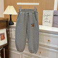 Girls' autumn pants: new kids' casual sports sweatpants, cute cartoon striped fashion joggers for toddlers