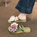 New summer fairy slippers women's summer outwear fashion two-color flower flats one-line sandals women's two-wear sandals