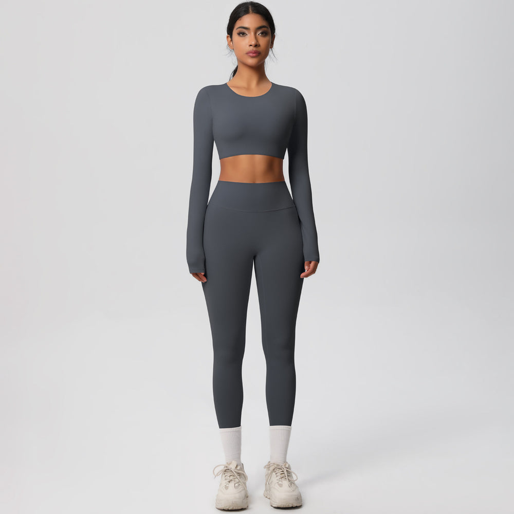 European and american nude feel brushed solid color yoga outfit set - quick-dry, breathable, 8-piece running & fitness activewear set for women