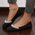 Exportplus sizeflats women's  rhinestone beaded french soft bottom evening shoes velvet spring elegant flatsflats