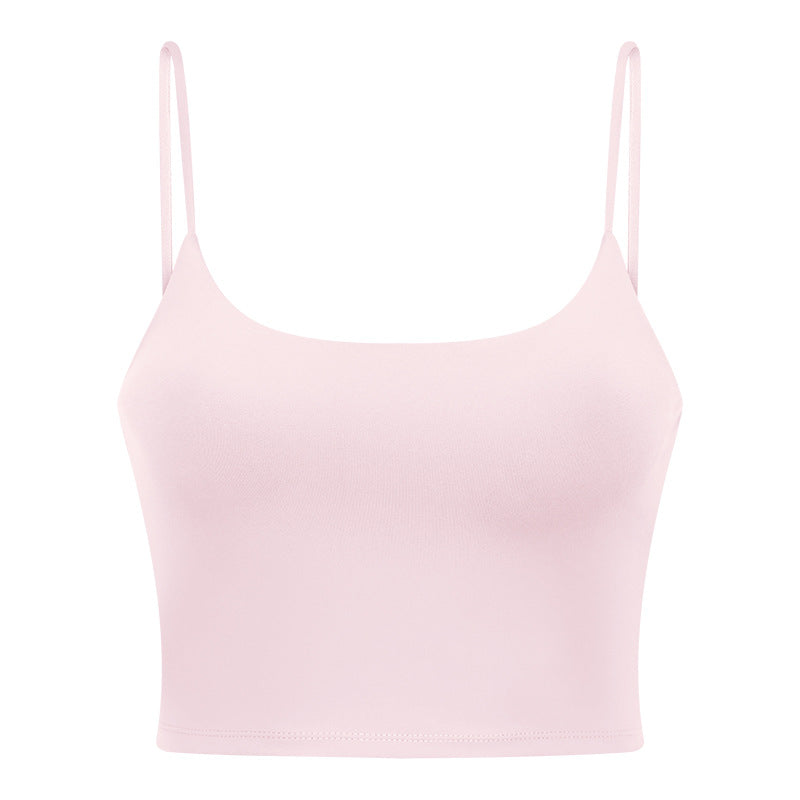 New women's sports yoga tank top with built-in bra pads, sexy spaghetti strap racerback fitness top, yoga camisole c5238