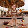 Baby girl cute football embroidered doll collar one-piece romper