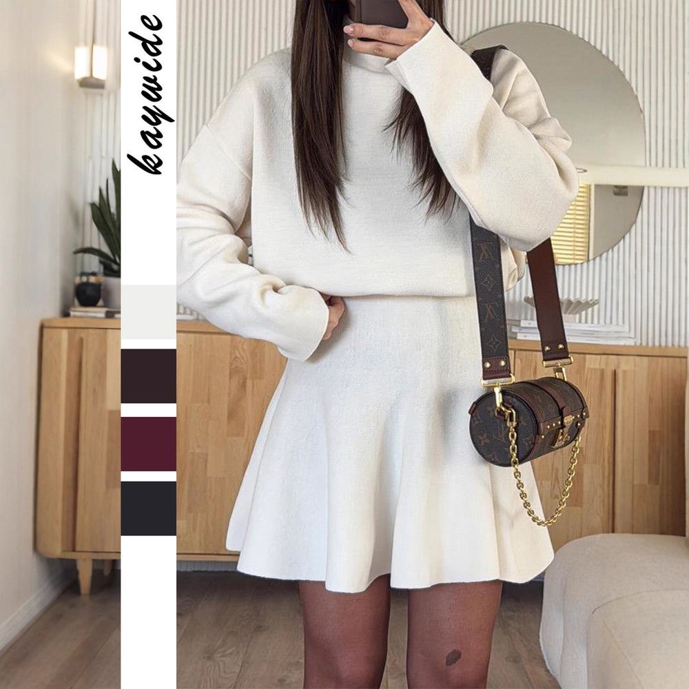 2025 new european and american casual resort style knit long sleeve mini dress women's autumn/winter amazon independent store