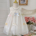 Girls' summer lightweight dress  new style children's sleeveless tank top mesh skirt baby bow princess dress