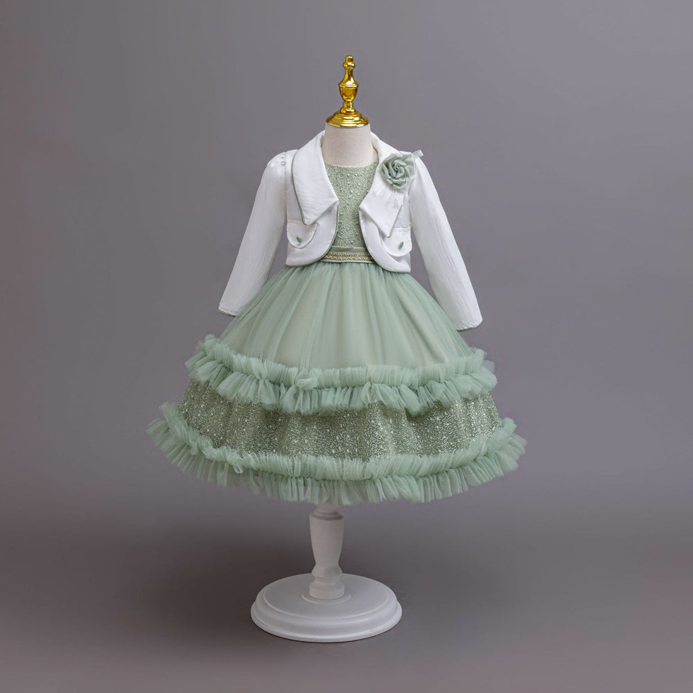 New arrival: three-piece children's formal dress set - lace princess dress for flower girls, model dress, kids dress