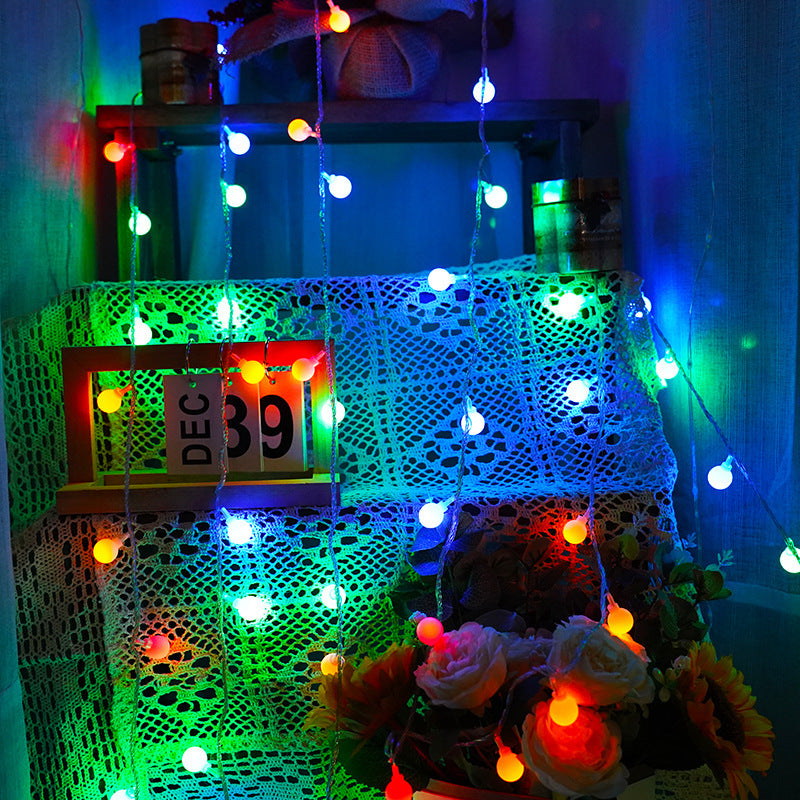Cross-border led round ball lights camping small white ball lights string wedding festival decorative lights Christmas string lights flashing lights