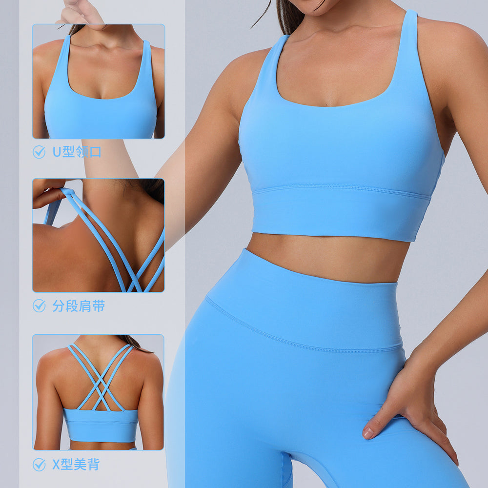 Fashionnew arrivalplus size sports bra nude back sling yoga vest running bubble wrap sports intimates women