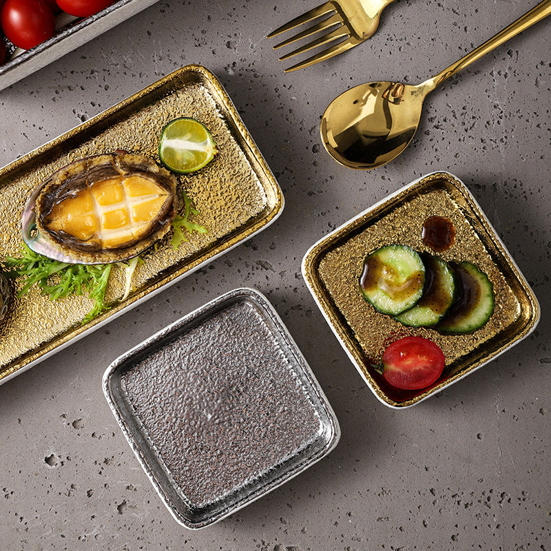 Luxury retro ceramic rectangular plate - stylish and high-value for fruit, desserts, pastries, and sushi presentation