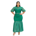 spring/summer new arrival:  cross-border chiffon patchwork dress - plus size african women's long dress