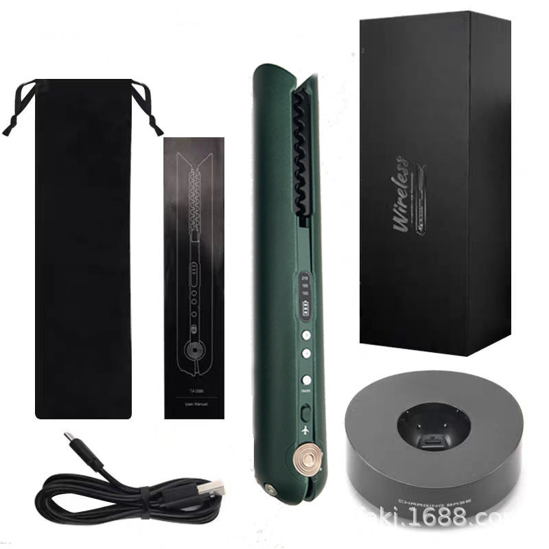 Cross-border explosion new wireless hair straightener curling iron straight roll dual-purpose multi-gear adjustment constant temperature splint portable roll