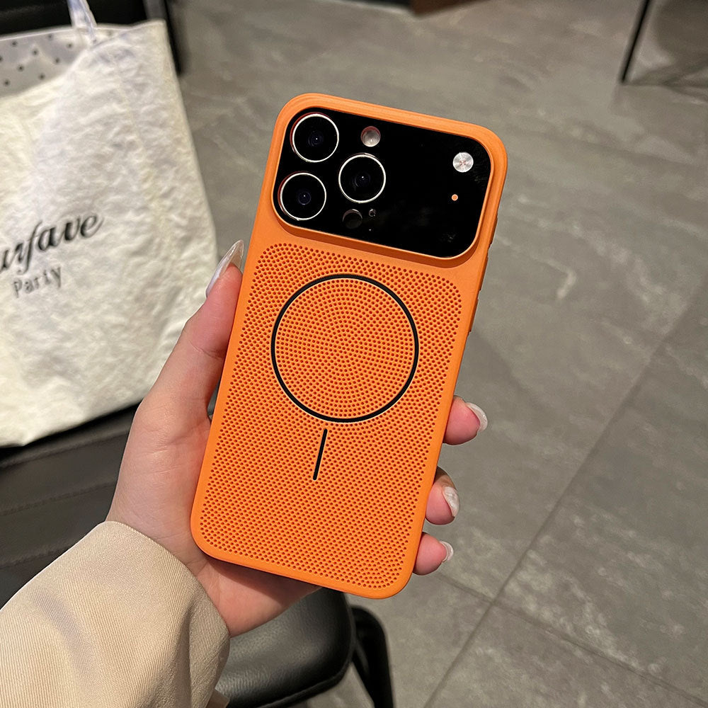 Suitable for iphone16 macaron contrasting color mesh cooling mobile phone case apple 17 thin and light large window protective case 15