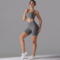 Nude brushed nylon tight-fitting yoga clothes, zero-sense suspenders, beautiful back, hip-lifting sports suit, running and fitness two-piece set