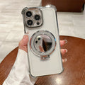Four-corner electroplated glitter mirror phone case for apple 16 pro, iphone 12/11 with ring stand