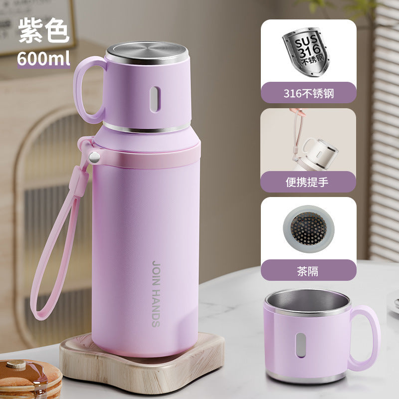 Simple 316 stainless steel insulated tumbler - large capacity, keeps drinks cold, sports water bottle, portable for outings and car use