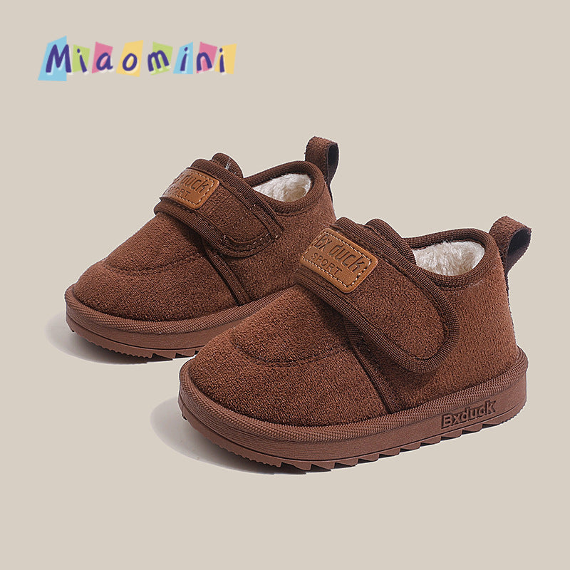 winter new boys' fleece-lined warm cotton shoes, girls' soft-soled casual shoes, kids' large cotton shoes, ages 1-6