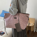 Pink leopard print niche shoulder bag - 2025 autumn new trendy versatile crossbody bag - european and american style large capacity tote bag