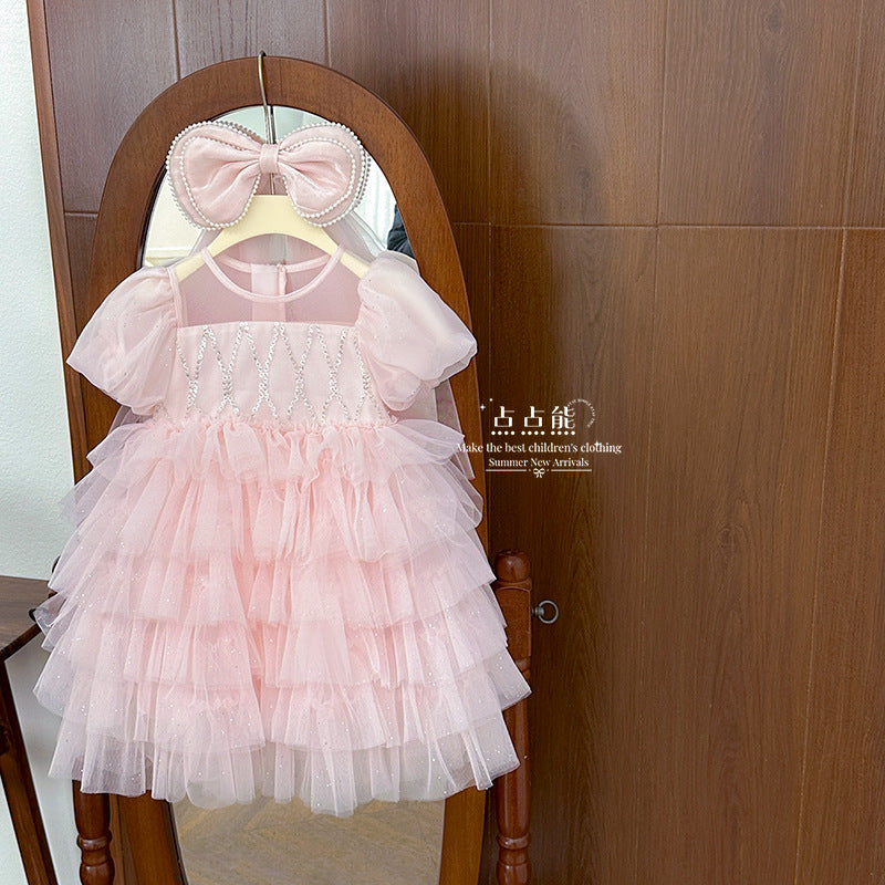 Girls' princess dress summer  new style girl's tulle dress chic baby birthday dress super fairy