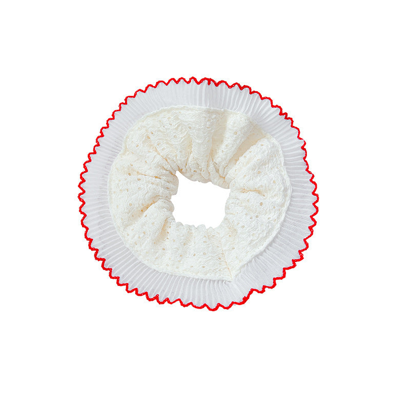 French girl lace double-layer scrunchie hair tie - extra large headband, high-end elastic hair rope