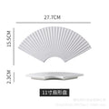 11inch fan-shaped plate set - japanese-style sushi plates, solid color retro breakfast ceramic plates, minimalist dishes for home use