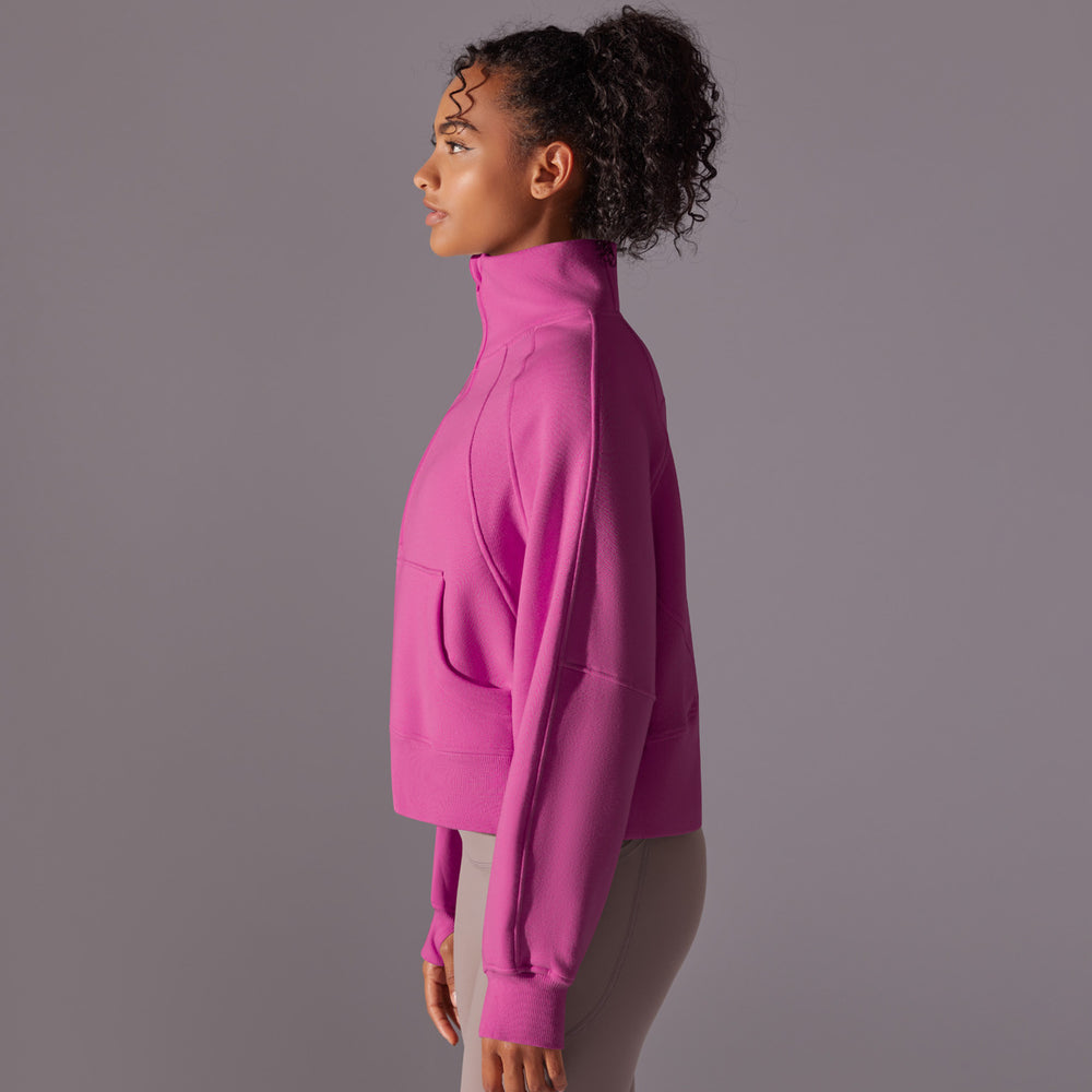 New solid color autumn/winter sweatshirt - loose fit, fleece-lined, warm yoga casual jacket, outdoor sports loose long sleeve top