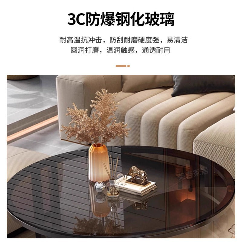Rock slab coffee table living room solid wood table balcony small apartment for homecasualaccessible luxury round side table retractable combination