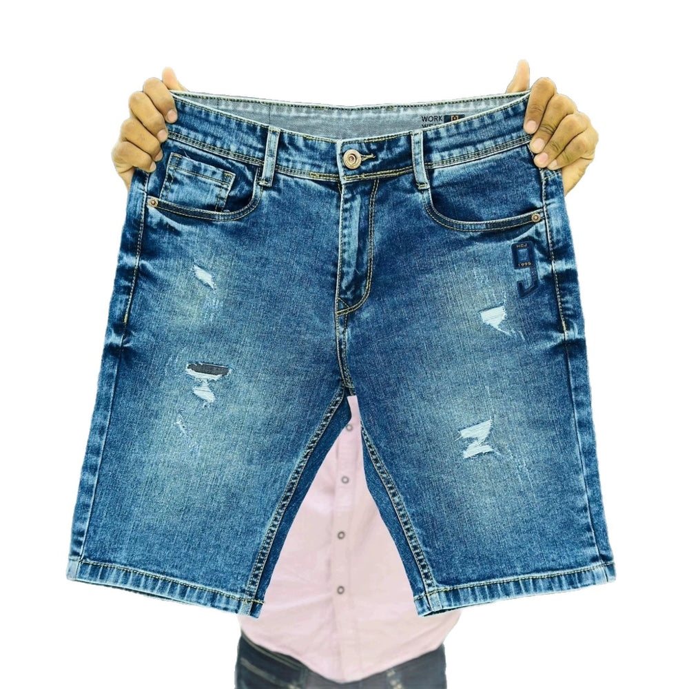 Men's denim shortsjeans men's jeans new half length ripped denim men's pants wholesale