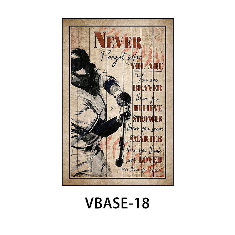 American retro baseball poster decorative painting gym gym hanging painting inspirational sports theme bar mural