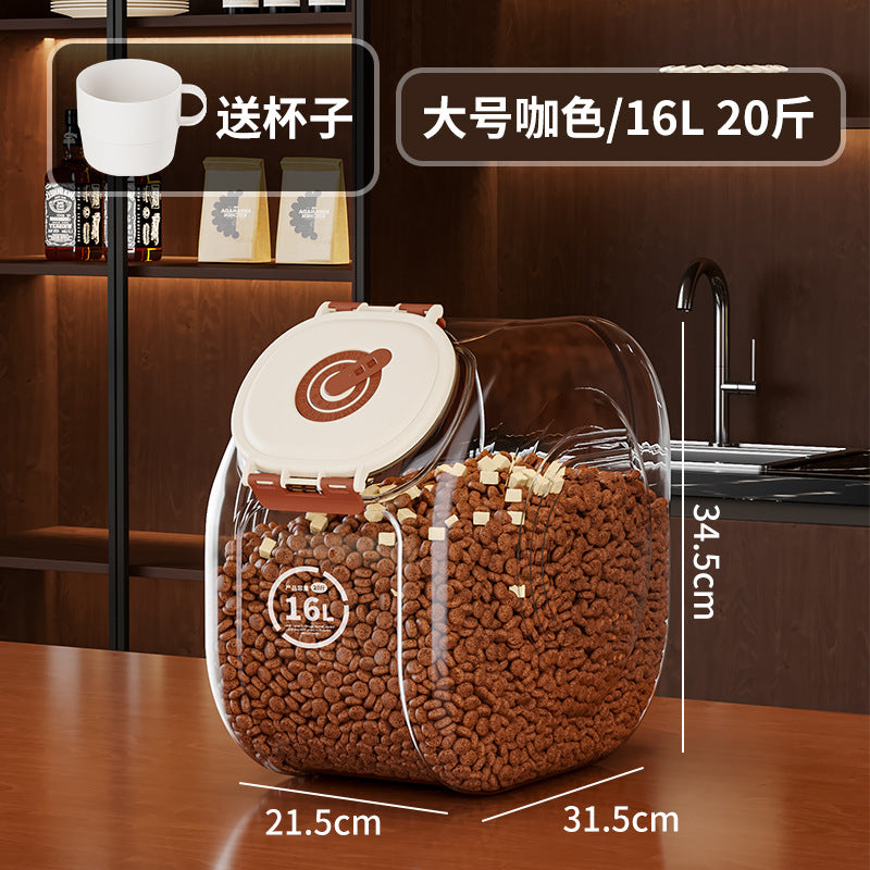Cat food bucket Dog food storage sealed bucket Moisture-proof grain storage bucket Grain sealing Pet cat food tank Household storage box