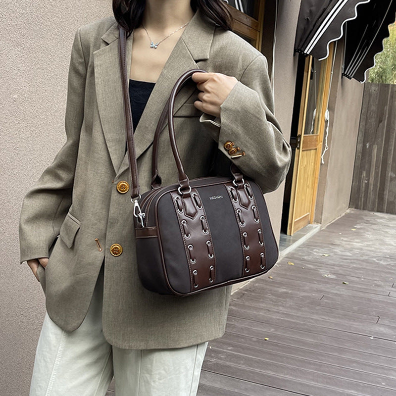 High sense European and American style portable messenger bag women's 2025 new fashion niche design Boston shoulder bag