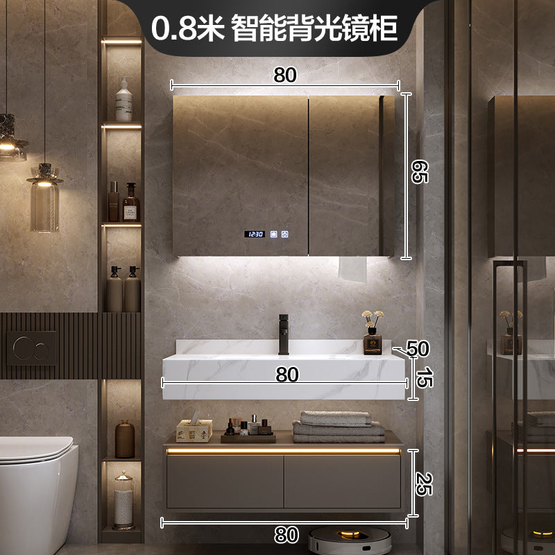 [Spot] Multifunctional storage rack, rock slab hot bending integrated basin, bathroom, washstand, face wash, bathroom cabinet combination