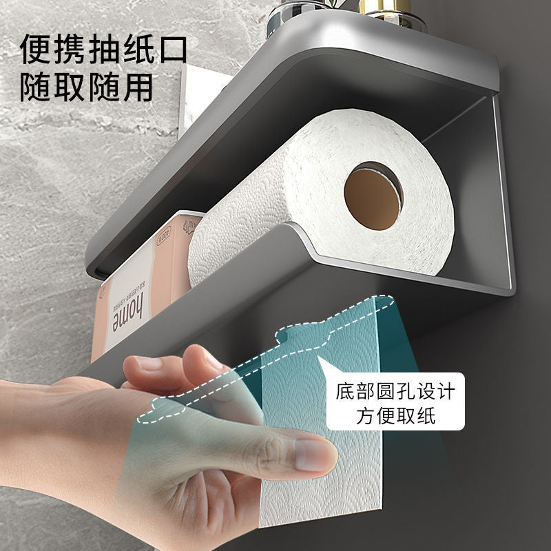 Paper Tissue Rack No Punching Toilet Paper Box Wall Mounted Roll Paper Tissue Box Household Storage Shelf Pumping Paper Box