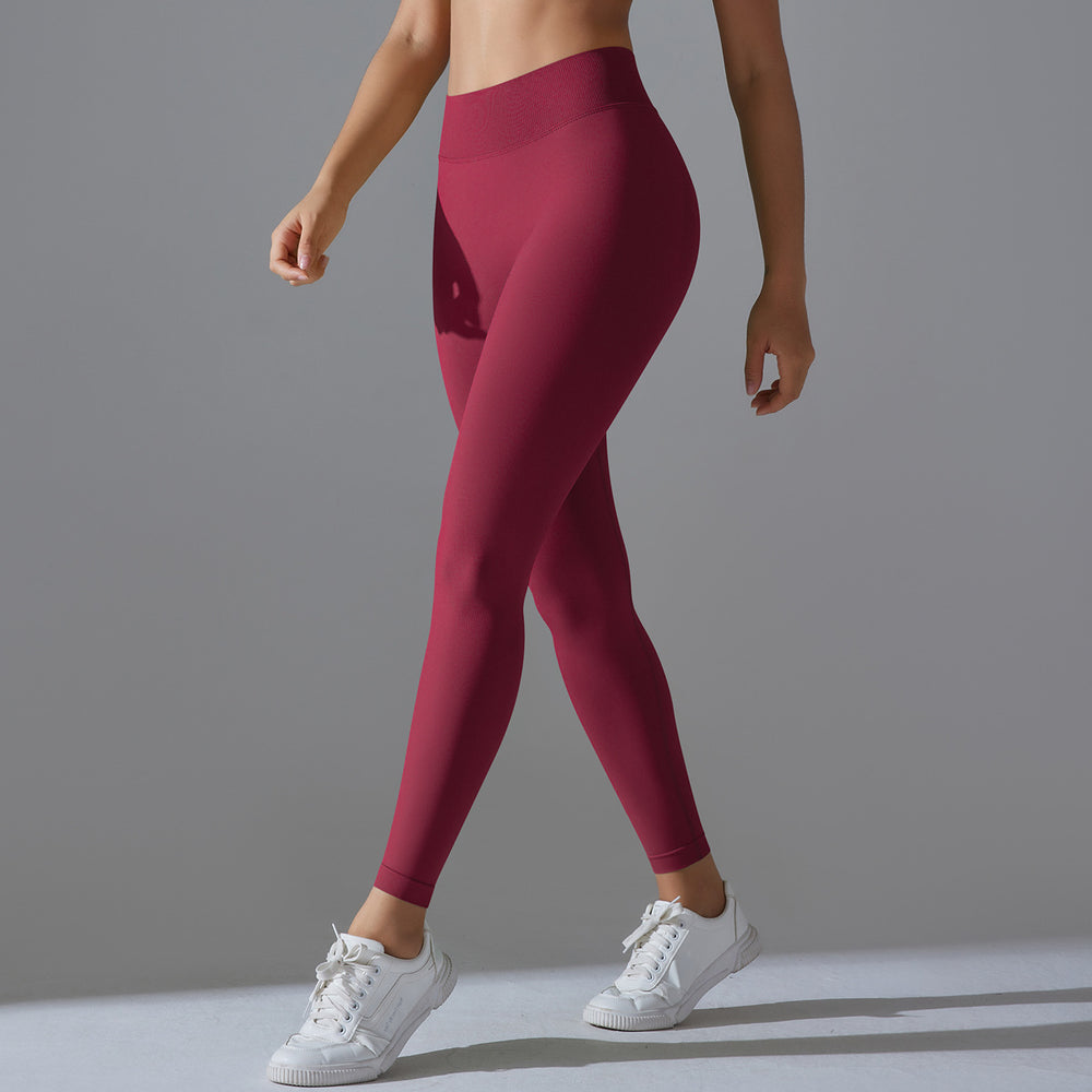 fashion seamless knittingpure colorv waist tight high elastic butt lifting yoga clothes sports running fitness yoga pants