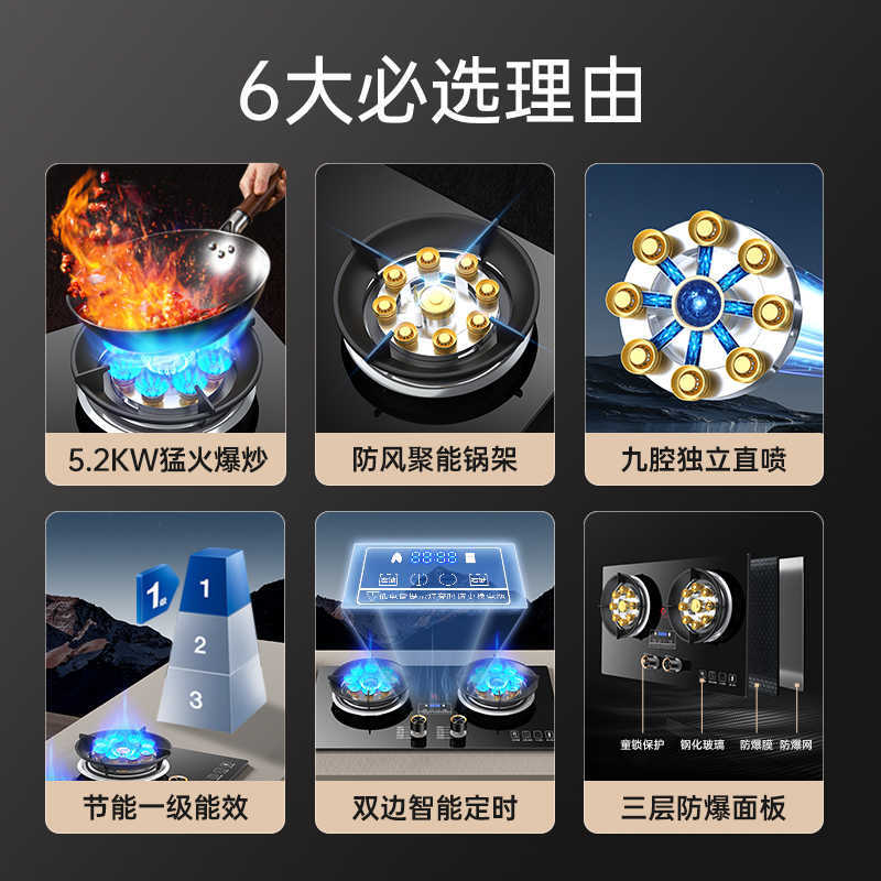 Gas stove double stove gas stove for home fierce fire stove embedded natural gas liquefied gas stove 2024new arrival wholesale