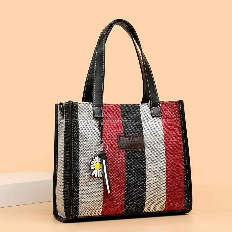 2024 new women's fashion shoulder bag crossbody bag canvas bag color block handbag minimalist versatile tote bag