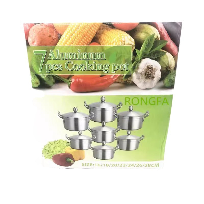 Aluminum potexport pot 7pcs high ear suit aluminum pot soup pot suit kitchenware