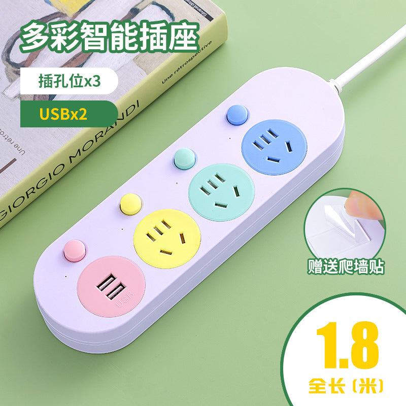 Multi-outlet power strip with usb charging ports - wall socket extension cord for home use