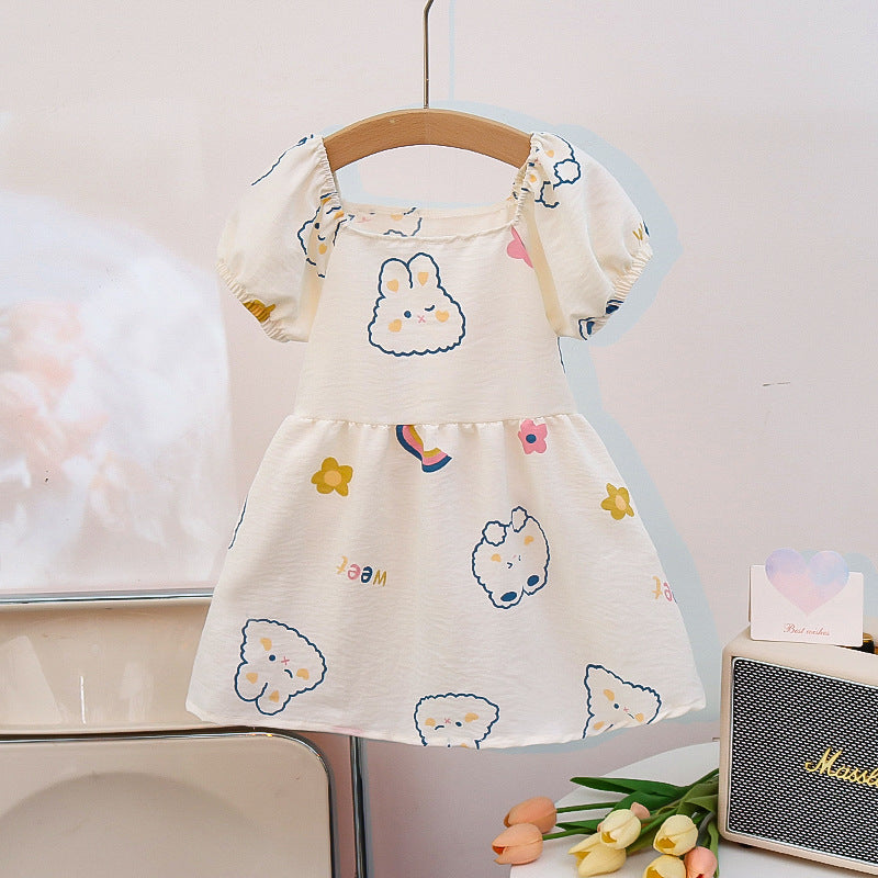 Girls' summer floral dress - trendy and stylish printed princess dress for little girls