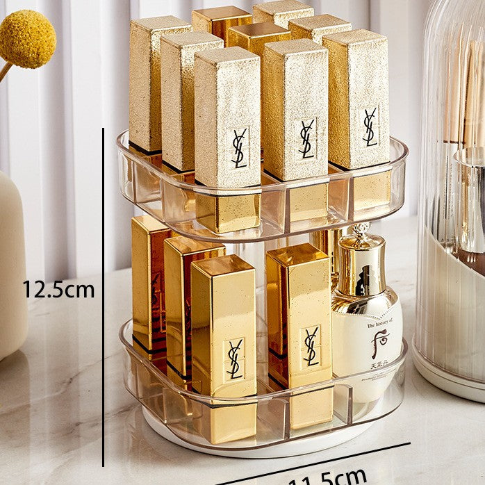 Household desktop cosmetics, rotating shelves, skin care products, storage boxes, makeup brushes, lipstick storage boxes, grid dust-proof
