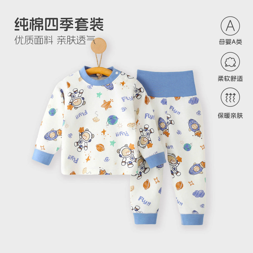 Baby pajamasintimates cotton spring & fallhigh waist belly protection newborn separatessuit baby autumn clothes and long trousers bottom clothes