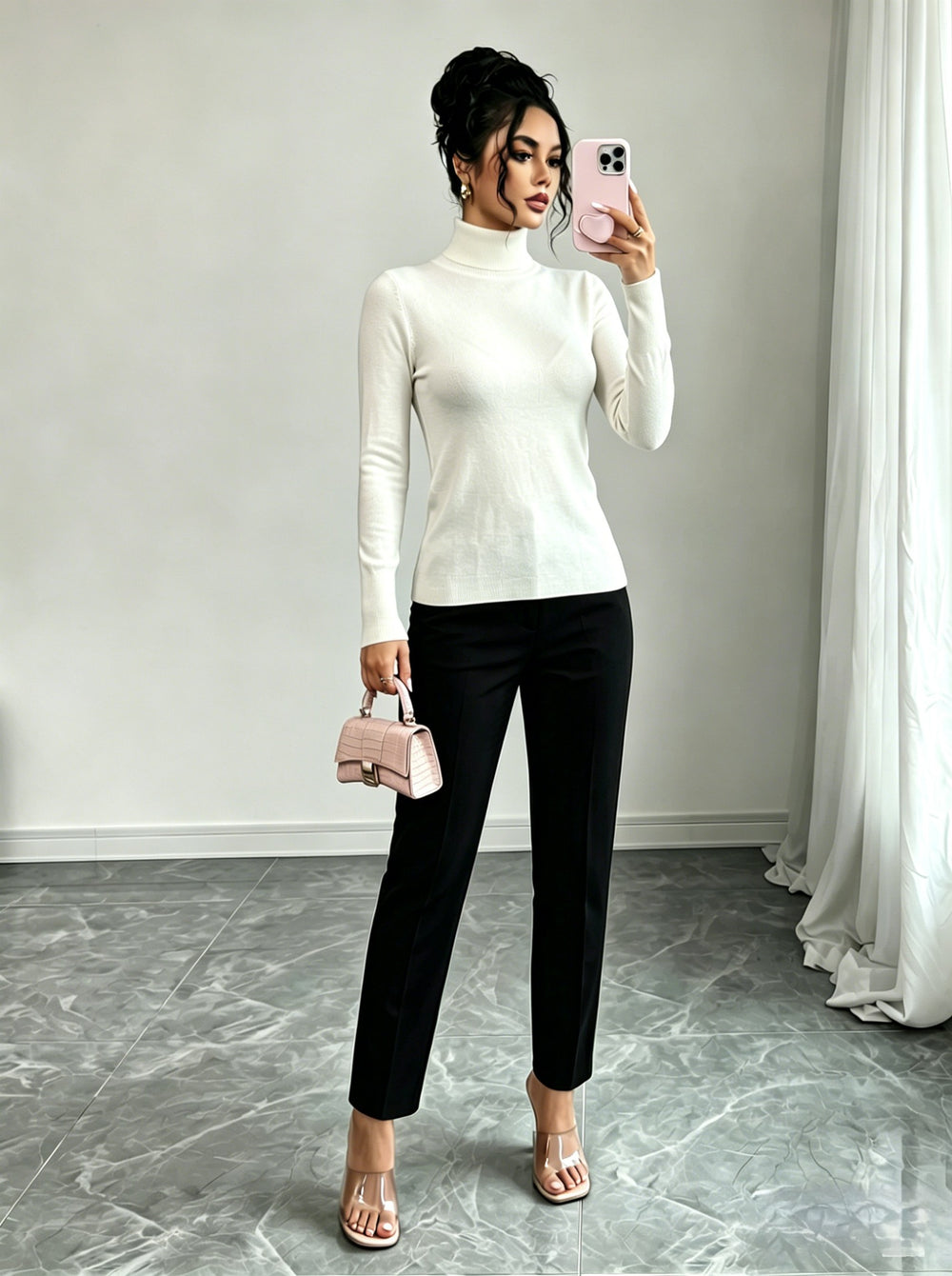 european and american cross-border women's knitted slim-fit turtleneck sweater top