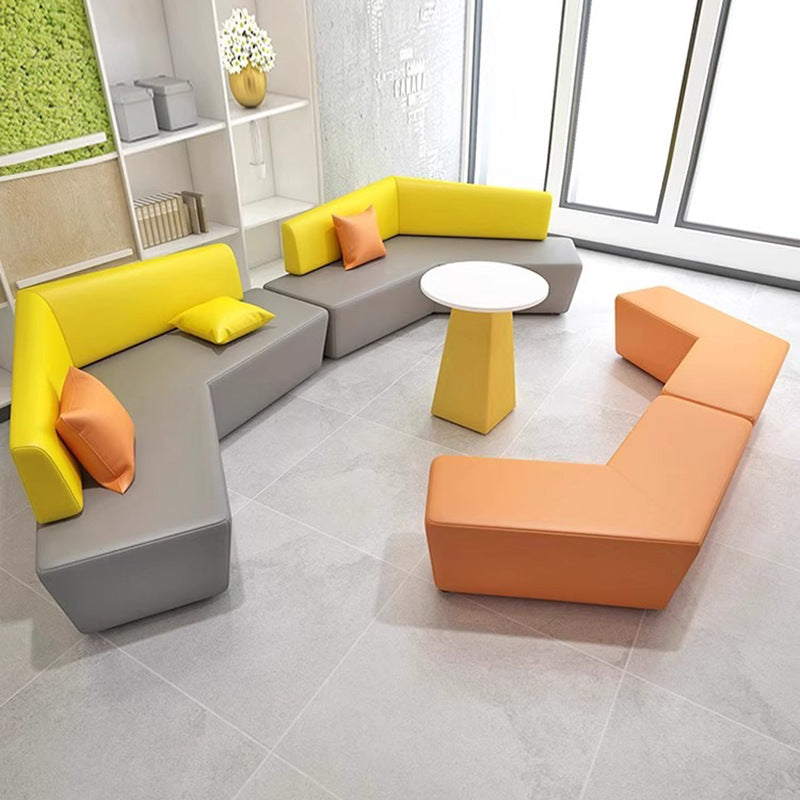 Office consultation hotel lobby business office reception living room reception area waiting leather sofa combination