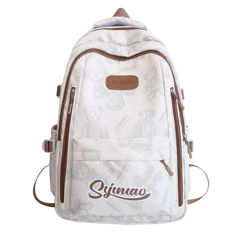 Simple and versatile ins campus style backpack female solid color large capacity high school student schoolbag travel computer backpack